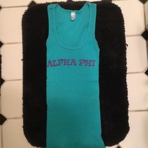 Alpha Phi turquoise tank top S & M